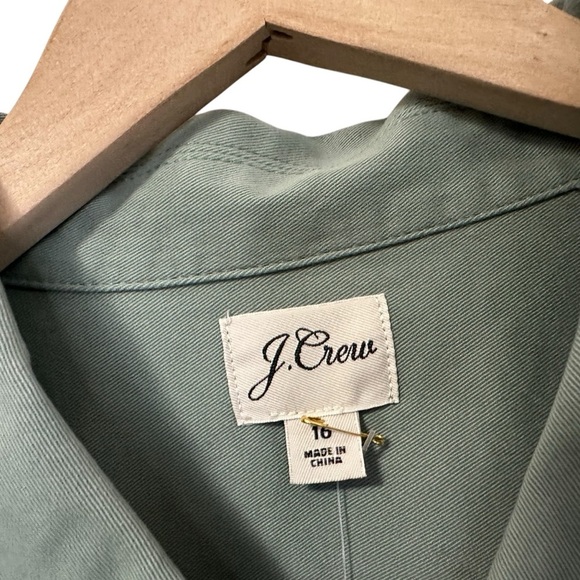 J Crew Womens Long Sleeve Zip Front Chino Dress Sz 16 Green Collard BK863 NWT - Picture 10 of 10